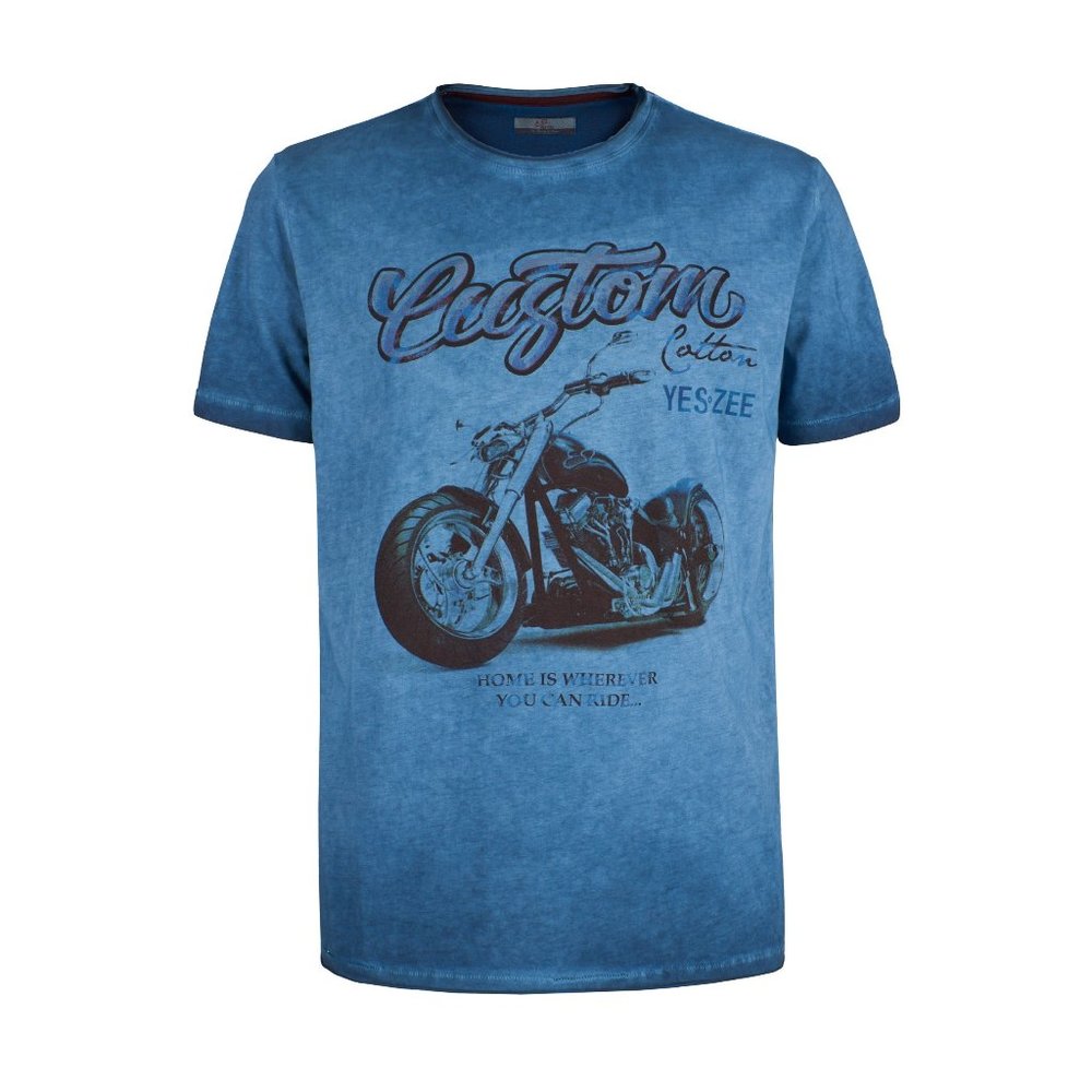 Yes Zee Blue Cotton T-Shirt